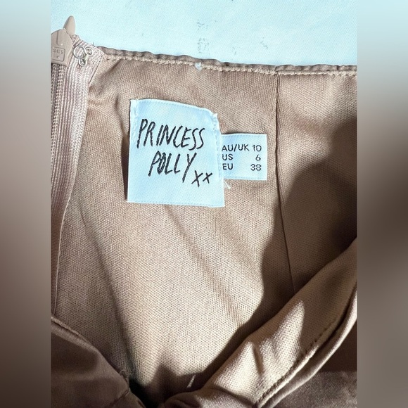 PRINCESS POLLY Brown strapless ruched cutout top and maxi skirt size 6. - Picture 11 of 14